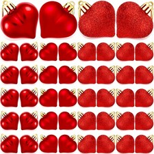 WILLBOND 48 Pieces Heart Ornament Decorations for Valentine's Day Christmas T...
