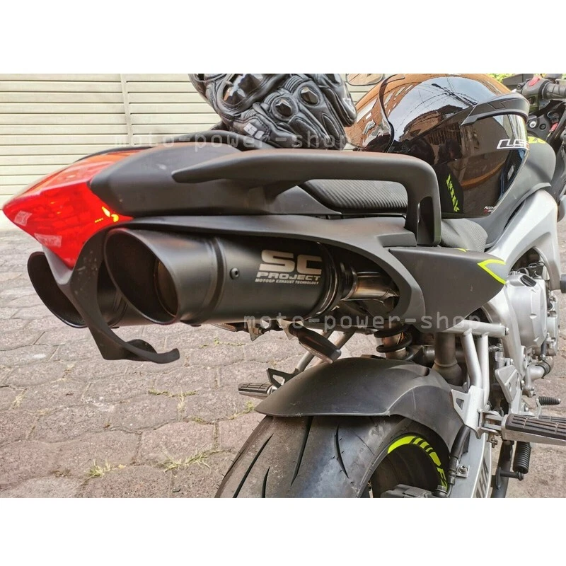Para Yamaha FZ6 2004-2011 Tubo de enlace de escape Negro Silenciador Puntas Sistema Deslizable Foto 2 de 4