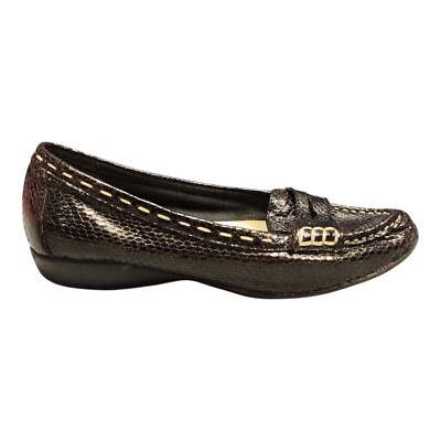 Etienne Aigner Ester Loafers Shoes Womens 9M Black Vegan Textured Slip On 926874