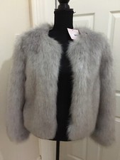 Missguided Carli Bybel Silvet Fox Faux Fur Jacket Bnwt Size 6 £70