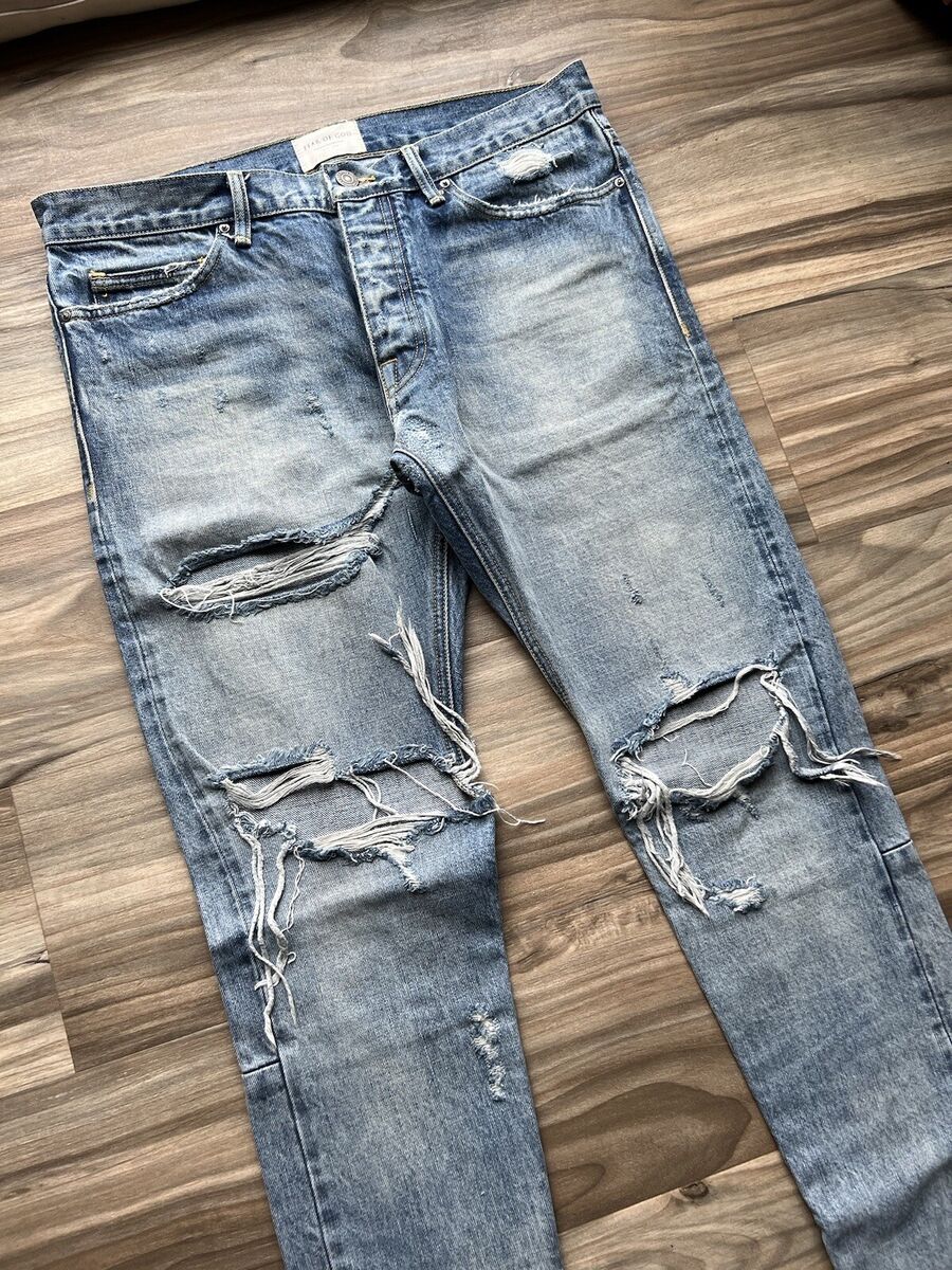 Fear of God Fourth 4th Collection Selvedge Indigo Denim Jeans Size 32  Authentic