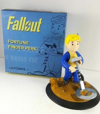 Fallout Fortune Finder Perk Figure   Loot Crate Exclusive   New With Stand
