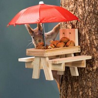 "Holz EichhöRnchen Futterstation Futterstelle Futterhaus Futterspender \"Picknick\""
