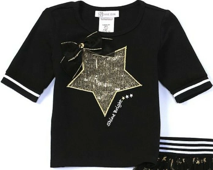Conjunto de leggings Bonnie Jean para niñas pequeñas manga 3/4 lentejuelas estrella y tutú-talla-4T Foto 2 de 3