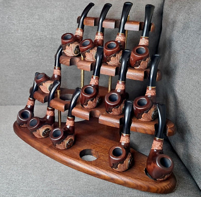 Pipe Stand for 15 Smoking Bowls - Wooden Pipe Holder - Tobacco Pipe ...