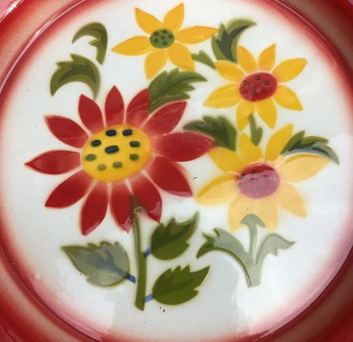 Vintage Thai Traditional Flower Patterned Enamel Serving Tray Decor Medium 10 in - Picture 14 of 76