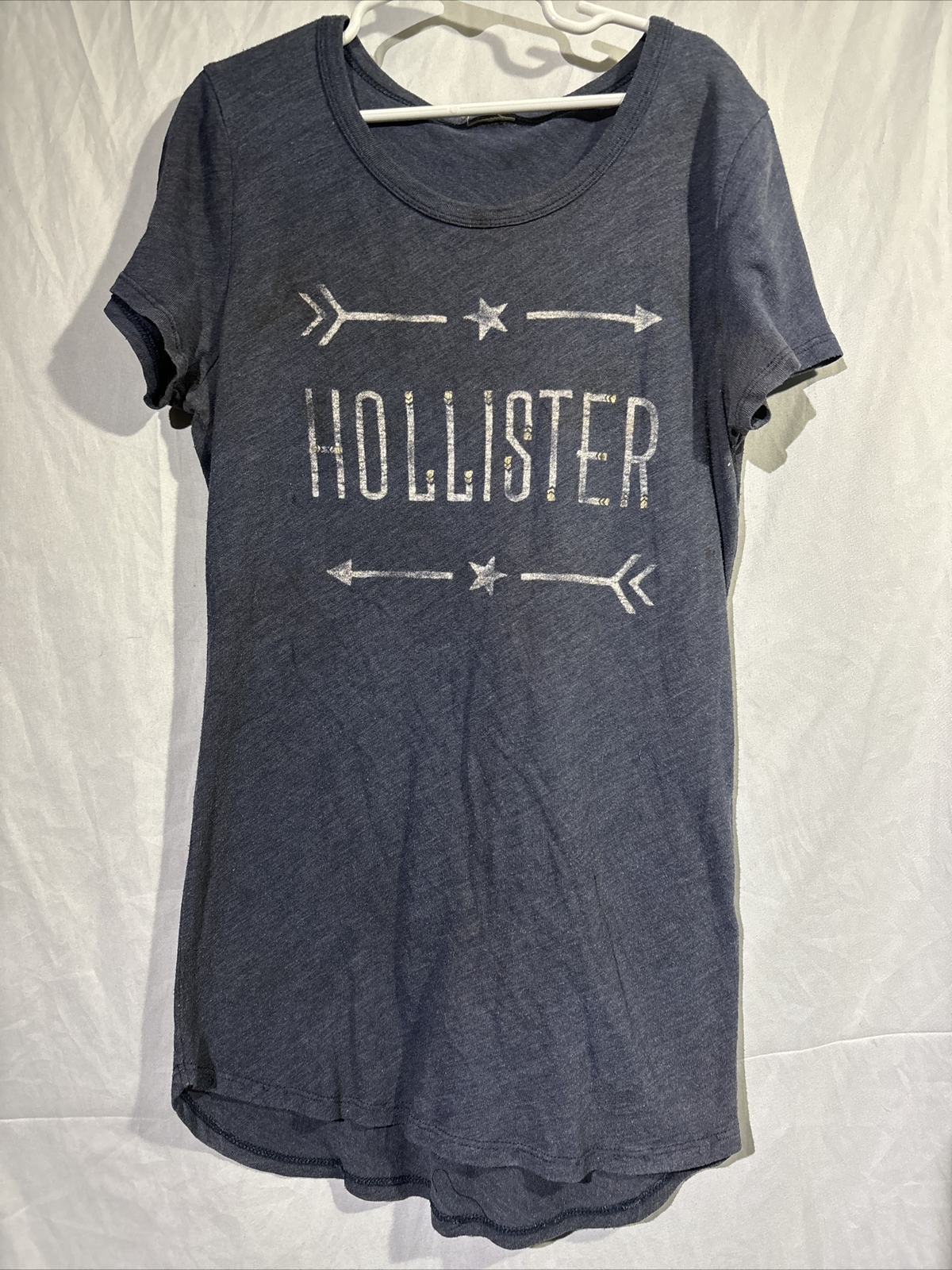 HOLLISTER Womens Graphic T-Shirt Top Size XS Navy Blue Cotton