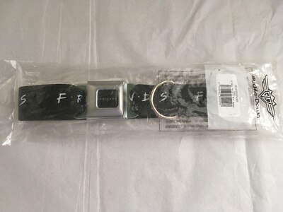 NEW BUCKLE-DOWN FRIENDS TV SHOW LOGO SEAT BELT DOG COLLAR 1.5  WIDE 18-23  MED