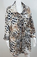 Chico's Size 3/xl Woman s Animal Print Jacket Long Sleeves Lined Patch Pockets