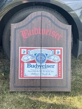 Budweiser Wood Dartboard Cabinet Game Room Bar 