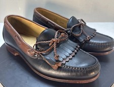 Vintage FootJoy Men's Kiltie Loafers 9.5 D Black Brown Leather Shoes Made in USA