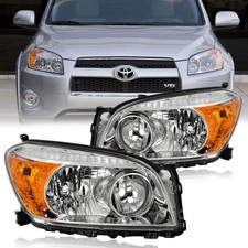 FOR 2006-2008 Toyota RAV4 Headlights Lamps Set LH RH Chrome/Amber Replacement CA
