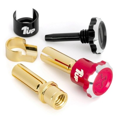 1Up Racing 190454 - Lockdown Adjustable Bullet Plugs, 5mm (2), Pink/Black