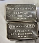 (2) Engelhard 1 oz .999 Silver Bars PK Serail #'s