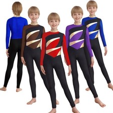 Kids Boys Unitard Performance Bodysuit One Piece Jumpsuit Dancewear Leotard