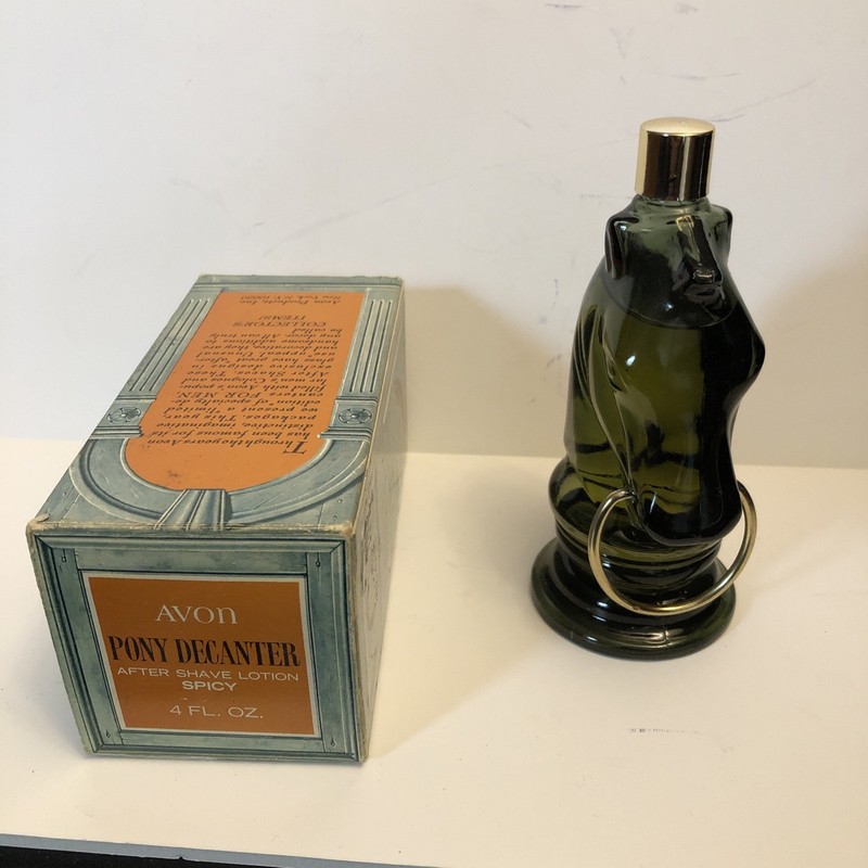 Vintage Avon Pony Decanter "Wild Country" Men's Aftershave Box Green Horse 4oz
