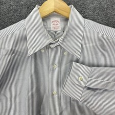 Brooks Brothers Men’s Button Down Shirt 17-34 Blue White Pinstripe VTG Made USA