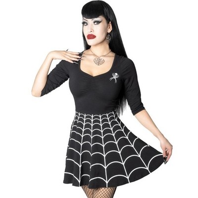 Spiderweb Skater Dress Gothic Kreepsville 666 Cotton Blend Dress