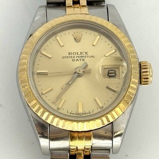 Rolex OP Date Steel & 18k Gold Champagne Dial 26mm Watch 69173