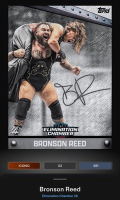 Bronson Reed White Signature Iconic Topps Slam WWE Elimination Chamber 26