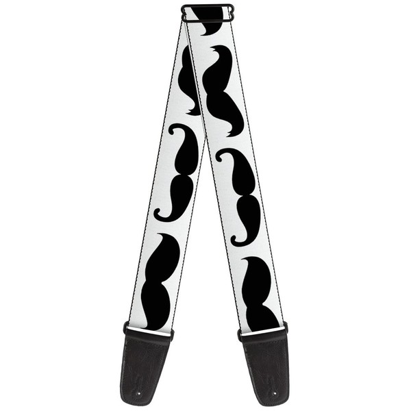 Guitar Strap - Multi Mustaches Sketch White/Black (Us Import) Acc Neu-image