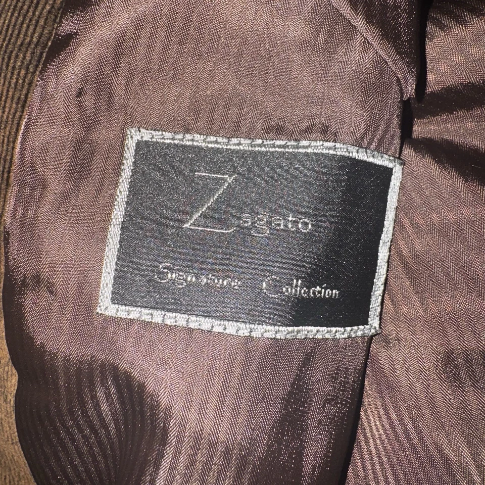 Chaqueta Abrigo Deportivo Zagato Para Hombre Blazer 50R Marrón Elefante Texturizado Pana Foto 2 de 4