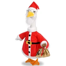 Christmas Santa Porch Goose Outfits Christmas Lawn Goose Clothes Fits 23" Pla...