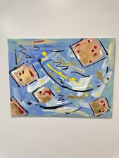 Original Hand Painted Abstract Painting on Canvas Board 40x30cm Modern Art