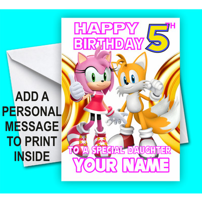 Personalisierte Sonic Karte Geburtstag inoffizieller Film Sega Ringe Jim Carrey Hedgehog