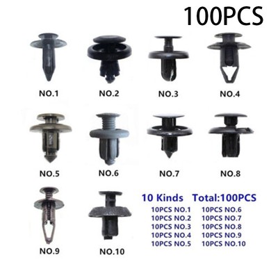100x Car Rivets Clip Set Auto-Nieten Bumper Fender Fastener Push Clips Retainer