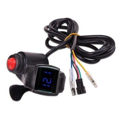 E Bike Thumb Throttle 12V-72V LED Voltage Display Power Switch Black
