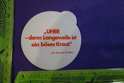 Alter Aufkleber TV HiFi UHER - denn Langeweile ist ein böses Kraut 
