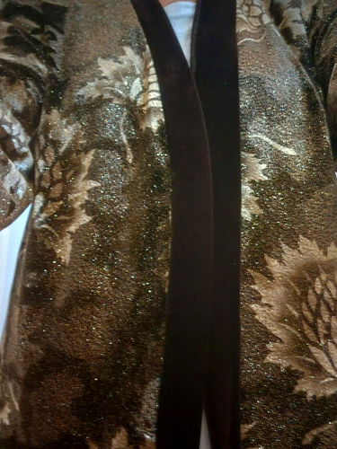 R & M Richards Velvet/Velour Glitter Open Front Jacket Brown Fall Motif Sz 12 - Picture 9 of 9