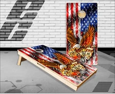 Firefighter Diamond Plate Eagle Cornhole Boards Bean Bag Toss Game