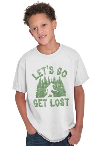 Cool Outdoor Hiking Bigfoot Let's Get Lost Youth Crewneck T Shirts Boy or Girl - Picture 6 of 8