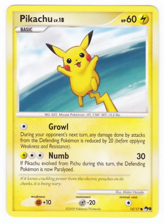 POKEMON • Pikachu Lv.18 • POP 9 CARTA PROMO NON HOLO POP9 15/17 NM