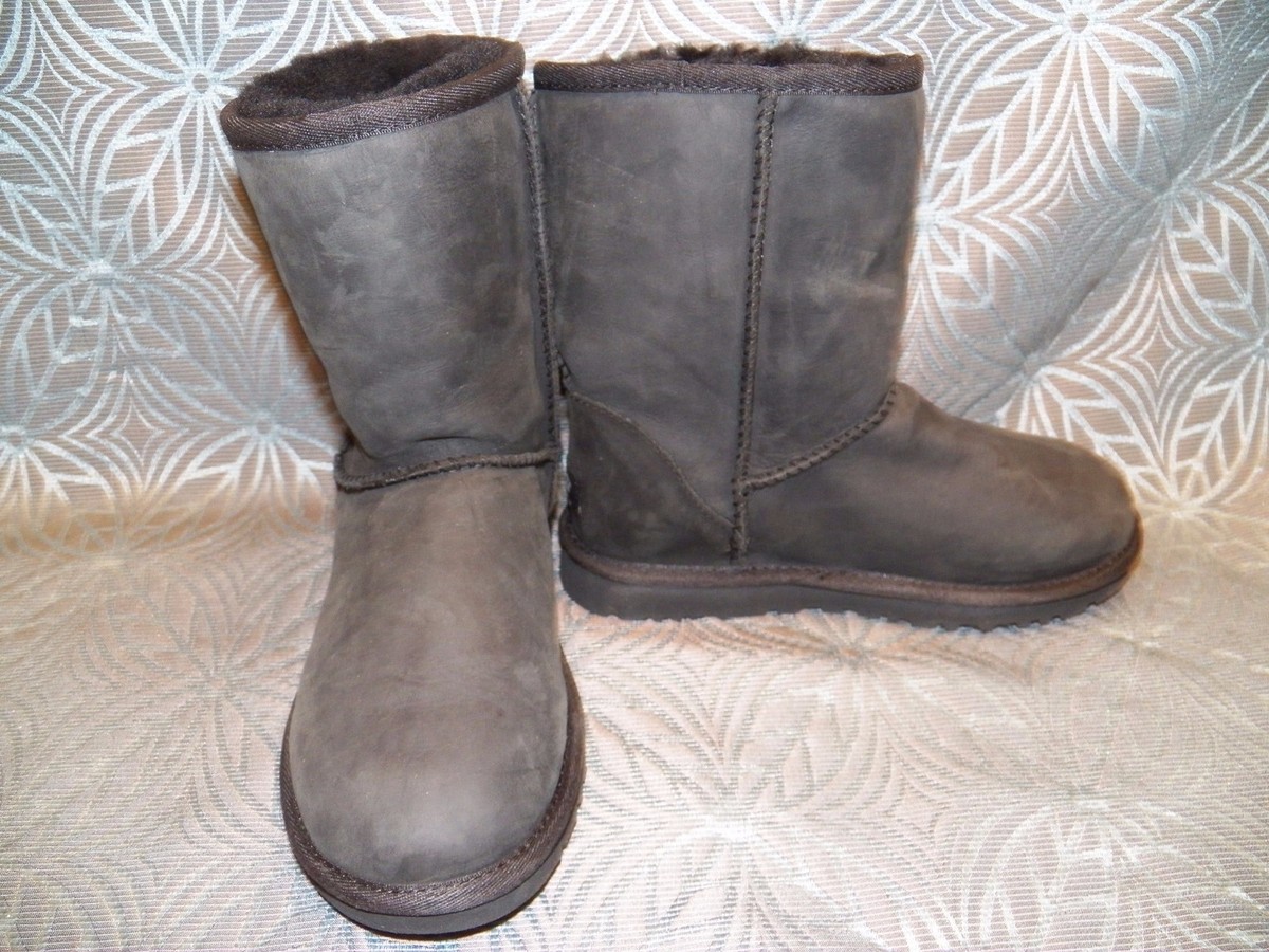モコモコブーツ New Womens UGG Classic Short Leather Black Sheepskin Mid Calf