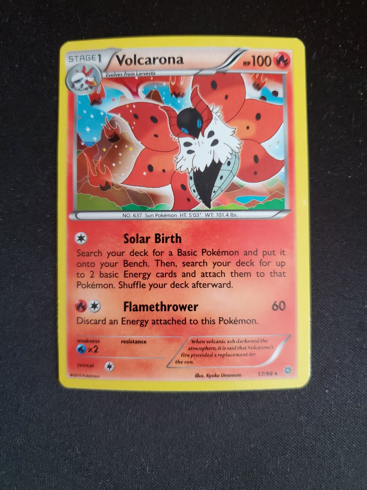 Volcarona - 2015 Pokémon Ancient Origins Holo Rare #17/98 - LP - FREE SHIPPING