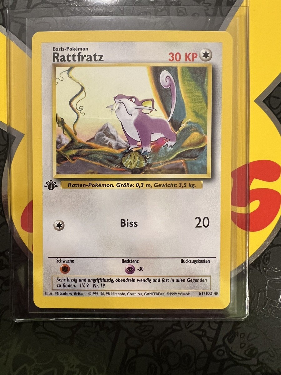 Pokmon TCG Rattata Base Set 61/102 German 1st Edition Common