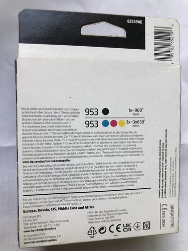 HP 953 Ink Cartridges 4 Pack Black Cyan Magenta Yellow Feb 2024 - Afbeelding 3 van 3