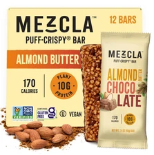 Mezcla Vegan Protein Bars, Healthy Snacks, Almond Butter Chocolate - 24 Pack NEW