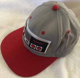 Nintendo Entertainment System Snapback Hat NES Flat Bill Controller Gray/Red