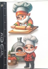 Lot of 2 Gnome Elf Chef Baker Pizza SINGLE LAYER Embellishments 184