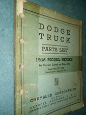 1938 Dodge Truck Parts Catalog Original Mopar Book Pickups Through 3 Ton