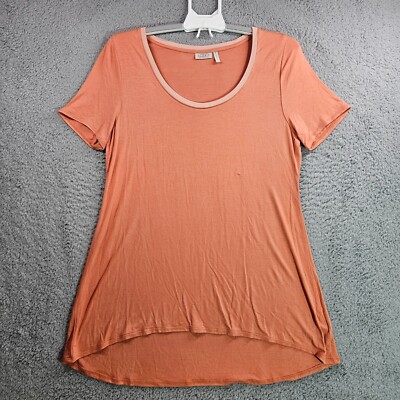 Logo Lori Goldstein Tunic Top Blouse Women Medium High Low Hem Brick Orange Soft