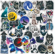 50pcs Wolf Stickers Wolves Family Pack Cute Fierce Vinyl Decals US Seller