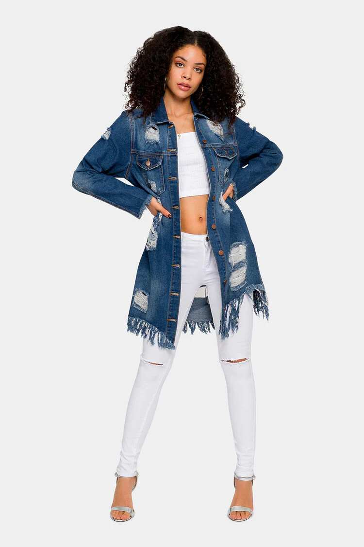 ジャケット・アウター Ameri / FAKE LAYERED DENIM LONG COAT Ameri（アメリ）の「FAKE LAYERED DENIM LONG COAT（デニム