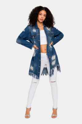 ジャケット・アウター AMERI FAKE LAYERED DENIM LONG COAT Ameri（アメリ）の「FAKE LAYERED DENIM LONG COAT（デニム