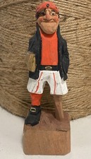 Vintage Hand Carved Painted Wood PIRATE PEG LEG Wood Figure 6.5 Inch Tall