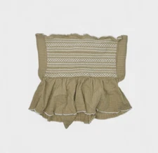 Free People Top Womens XS Tube Top Ruffle Crochet Embroidered Tie Back Boho